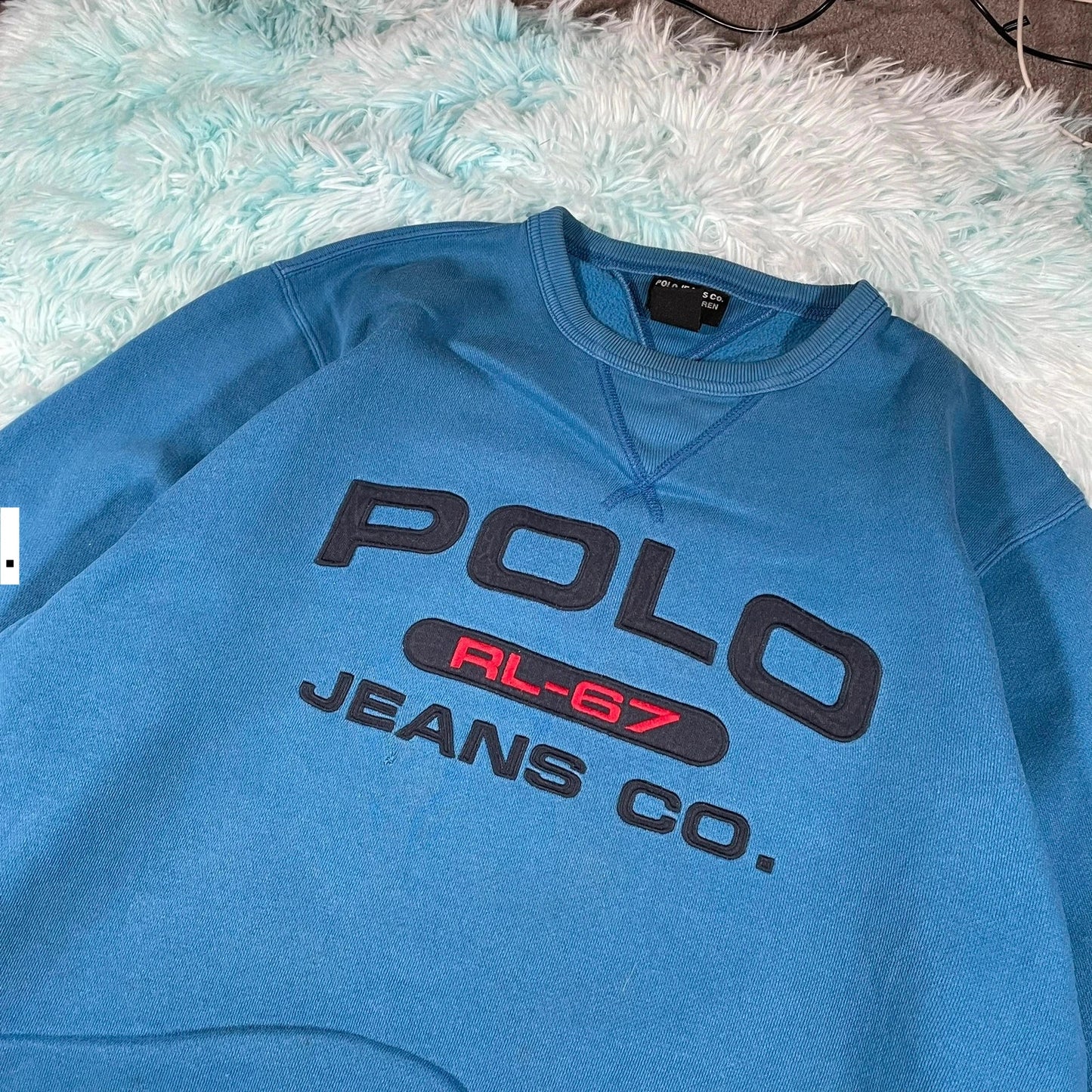 Vintage 90s Blue Polo Jeans Ralph Lauren Sweatshirt - Medium