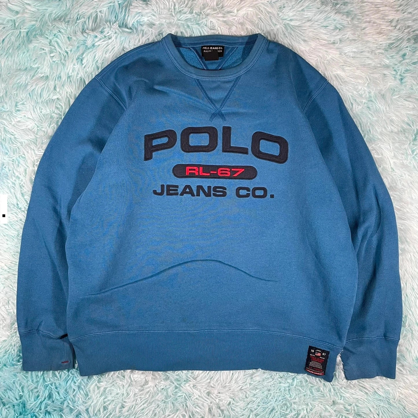 Vintage 90s Blue Polo Jeans Ralph Lauren Sweatshirt - Medium