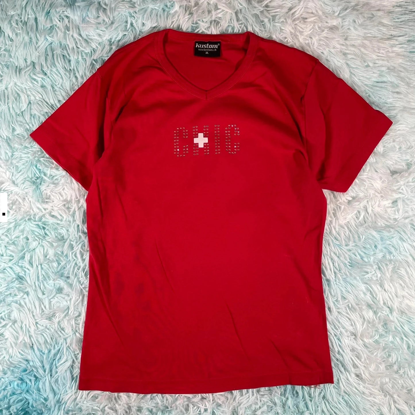 Vintage Y2K Red Chic Swiss Baby Tee - XL