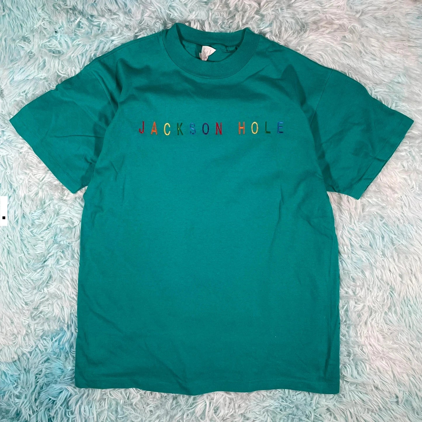 Vintage 90s Turquoise Jackson Hole T Shirt - Medium