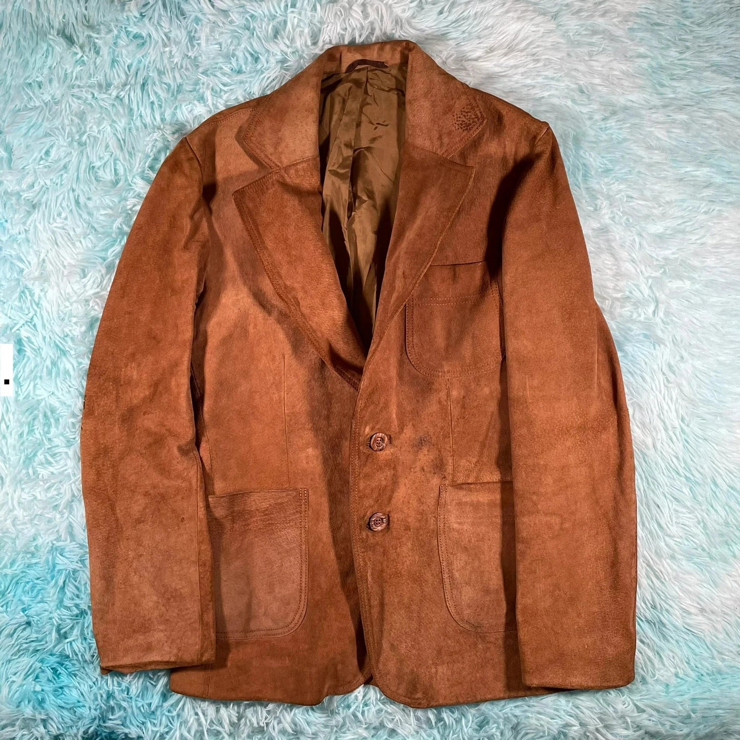 Vintage 90s Suede Leather Blazer Jacket - Small