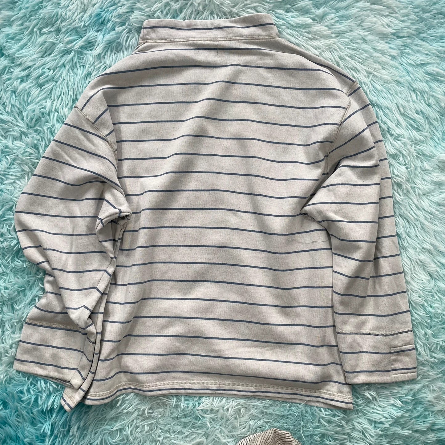 Vintage 90s White Striped Sweatshirt - Large