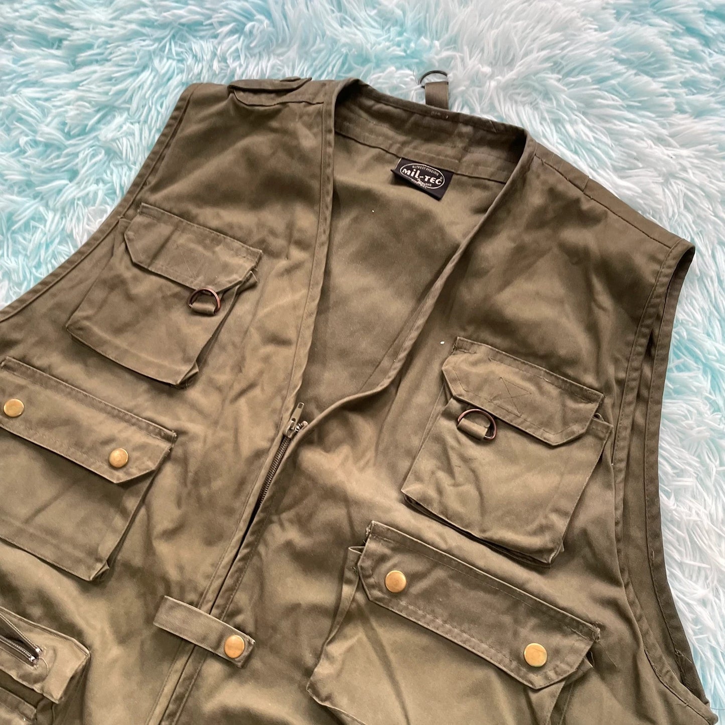 Vintage Khaki Utility Fishing Vest Jacket - 3XL