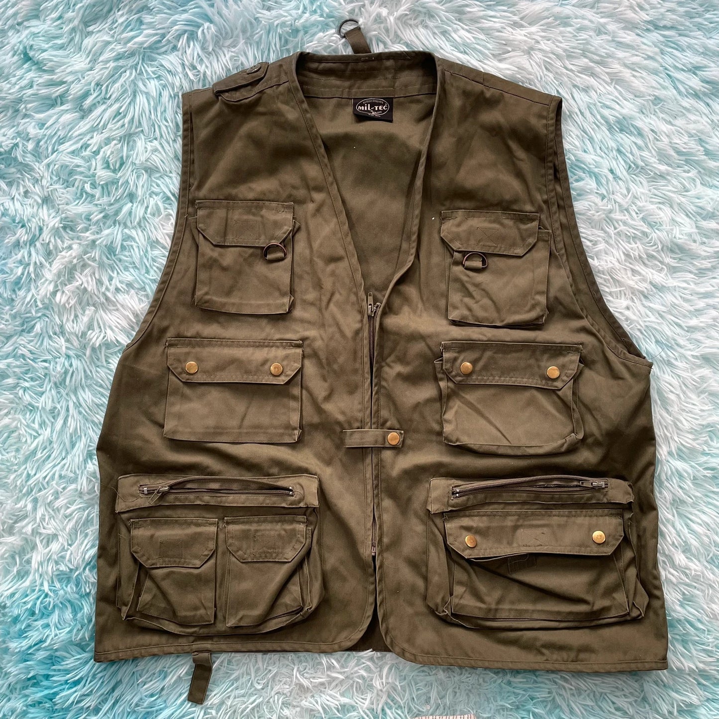 Vintage Khaki Utility Fishing Vest Jacket - 3XL