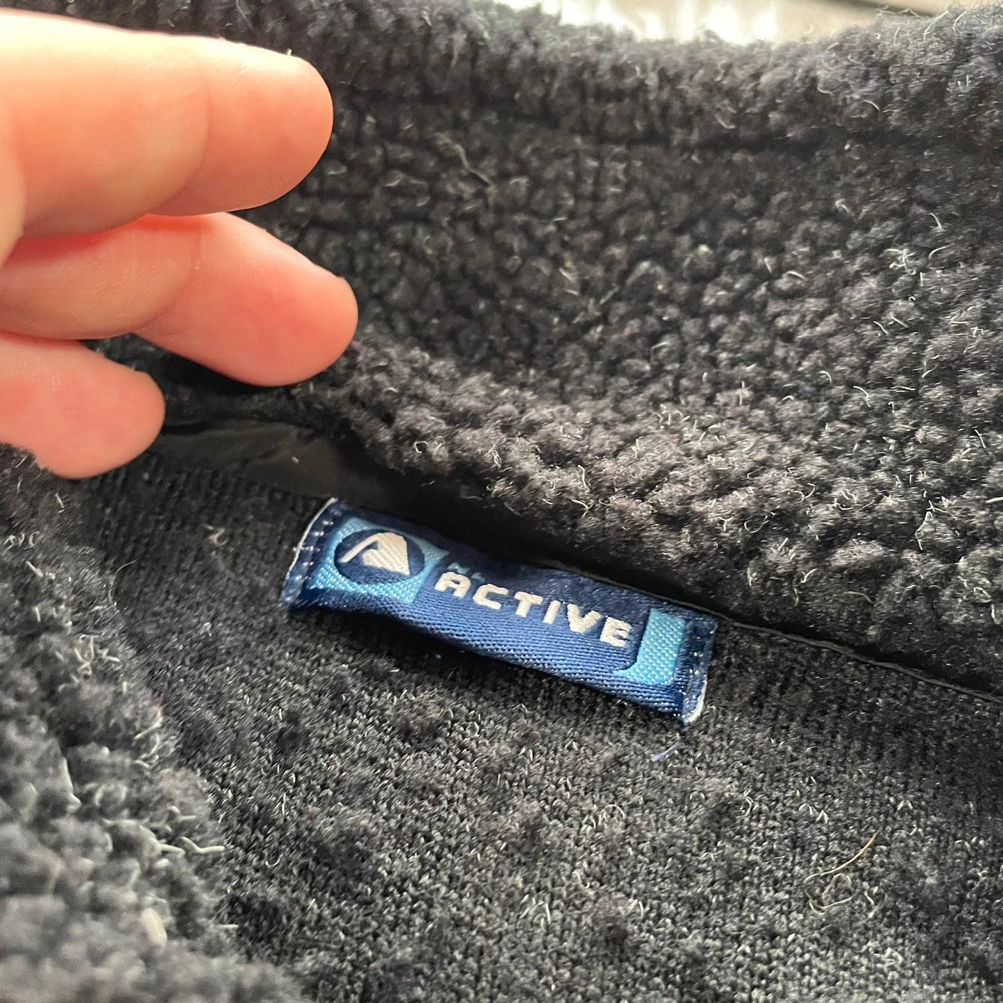 Vintage 90s Black Sherpa Fleece Jumper - Large