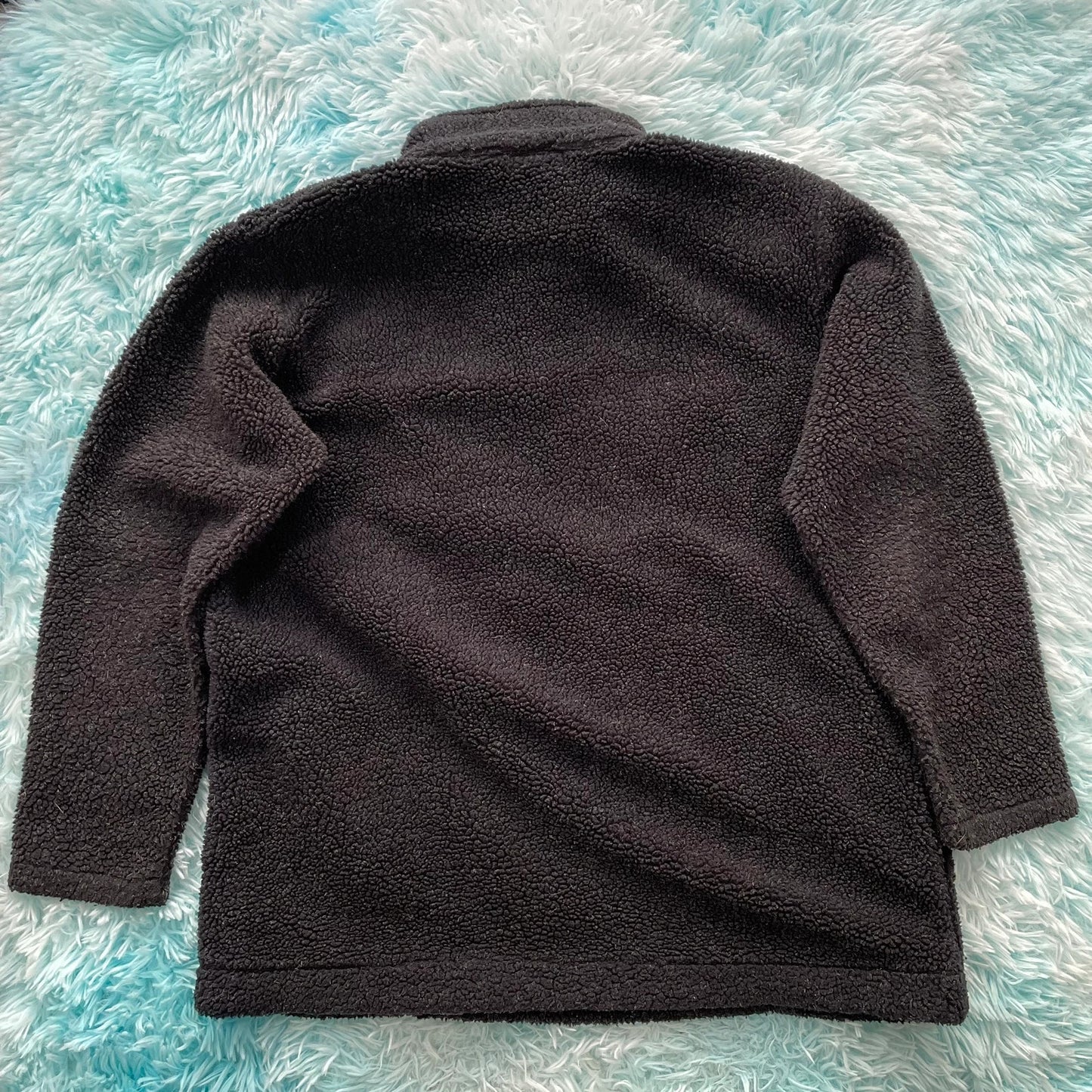 Vintage 90s Black Sherpa Fleece Jumper - Large