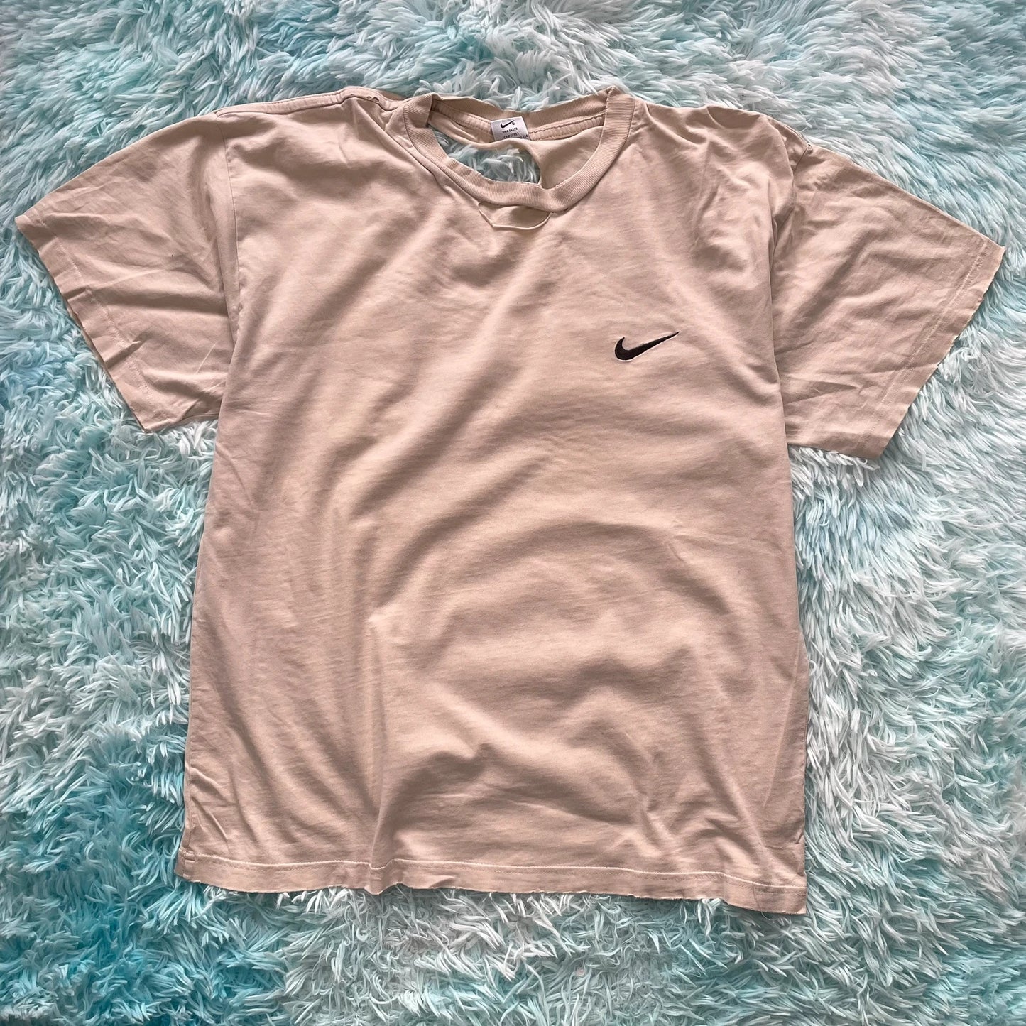 Vintage 90s Thrashed Beige Plain Nike T Shirt - XL