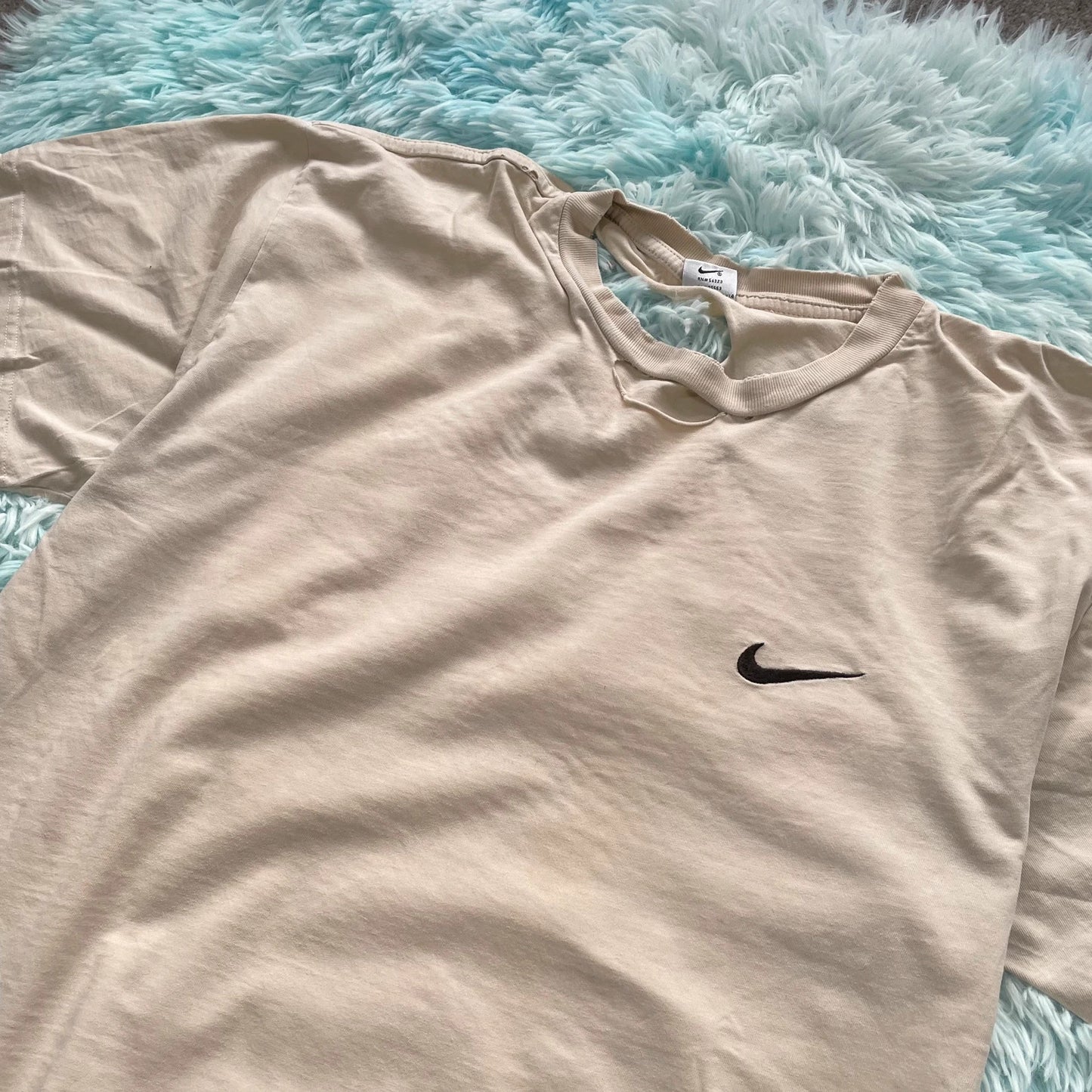 Vintage 90s Thrashed Beige Plain Nike T Shirt - XL
