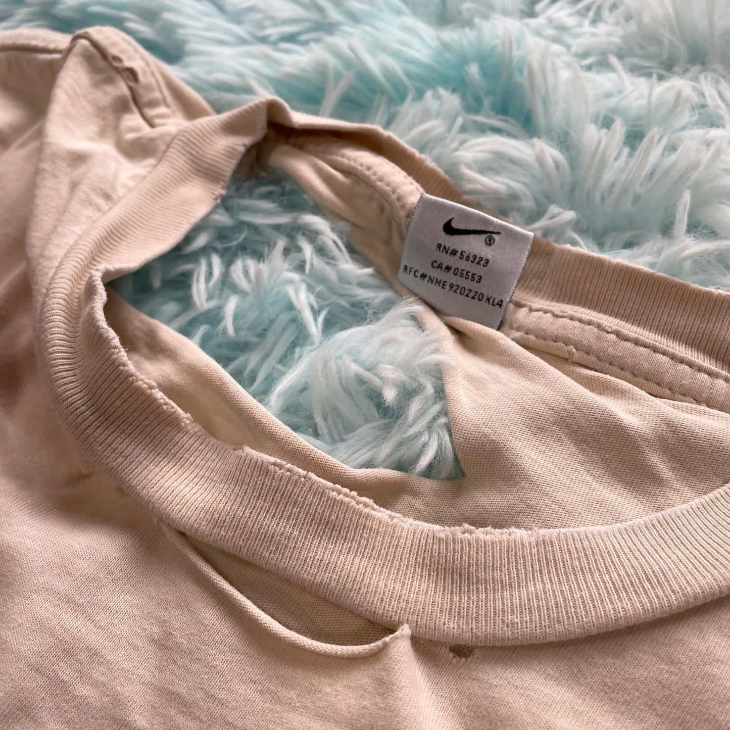 Vintage 90s Thrashed Beige Plain Nike T Shirt - XL