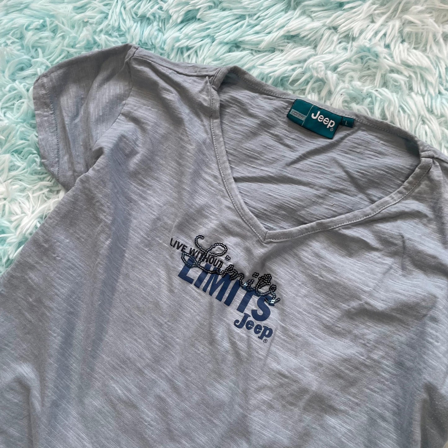 Vintage Y2K Blue Jeep T Shirt - L