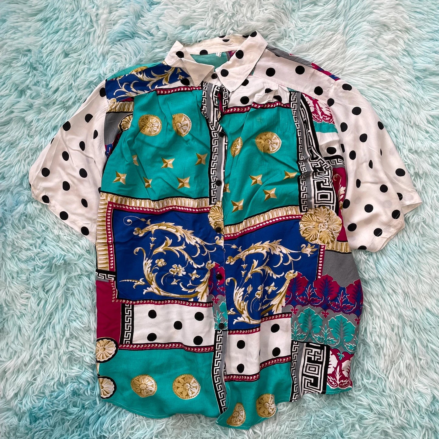 Vintage 80s Funky Print Shirt - XL