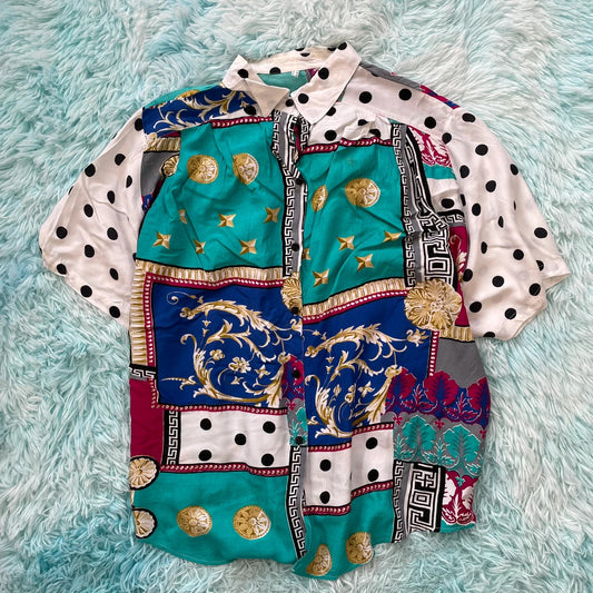 Vintage 80s Funky Print Shirt - XL
