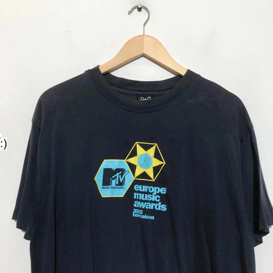 Vintage 2002 Navy Dolce & Gabbana MTV Awards T Shirt - Large