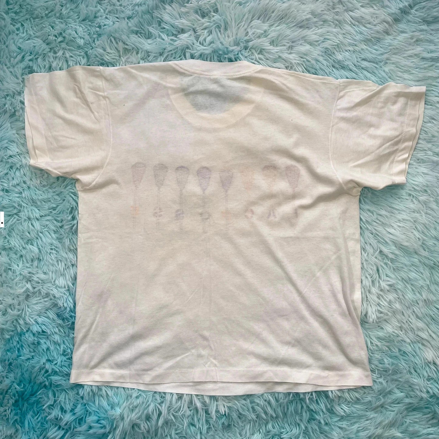 Vintage 80s White lacrosse Print T Shirt - Large