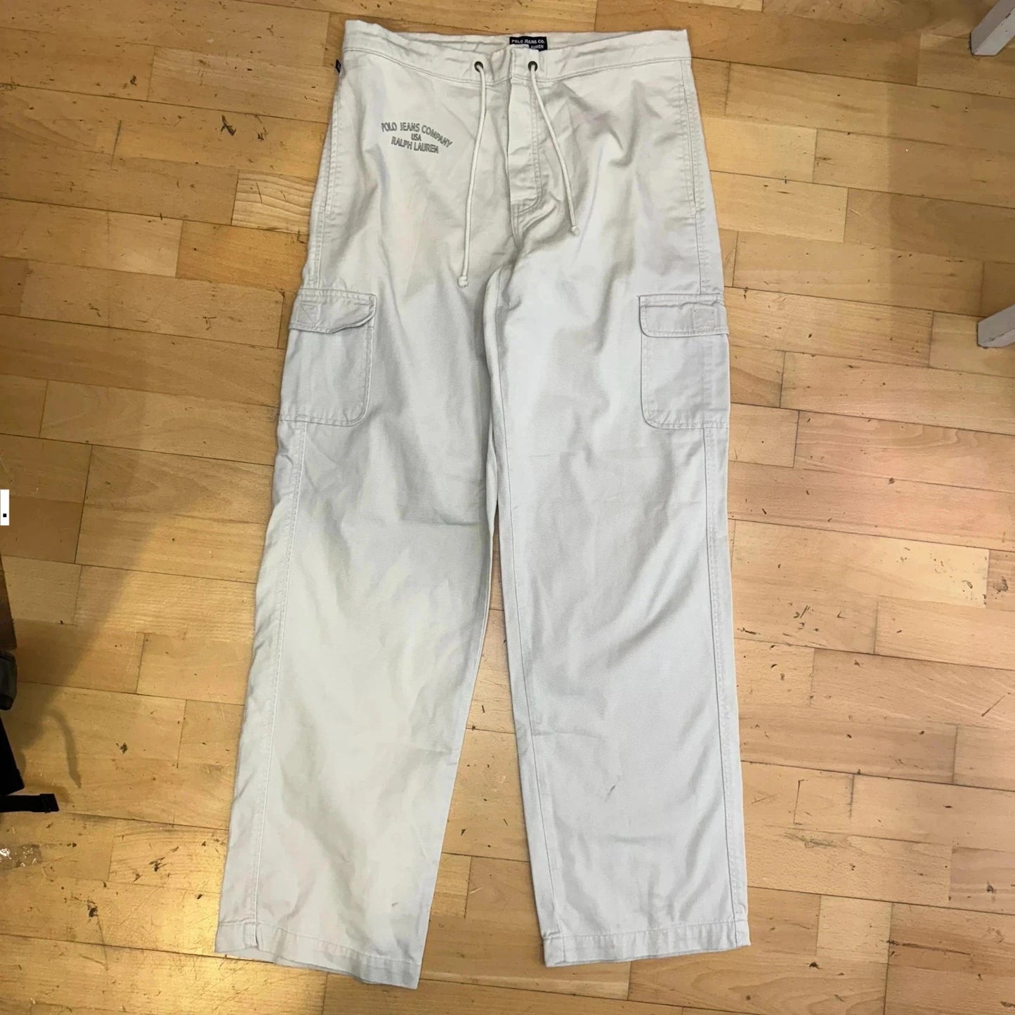 Vintage Cream Polo Jeans Ralph Lauren Cargo Trousers - Medium