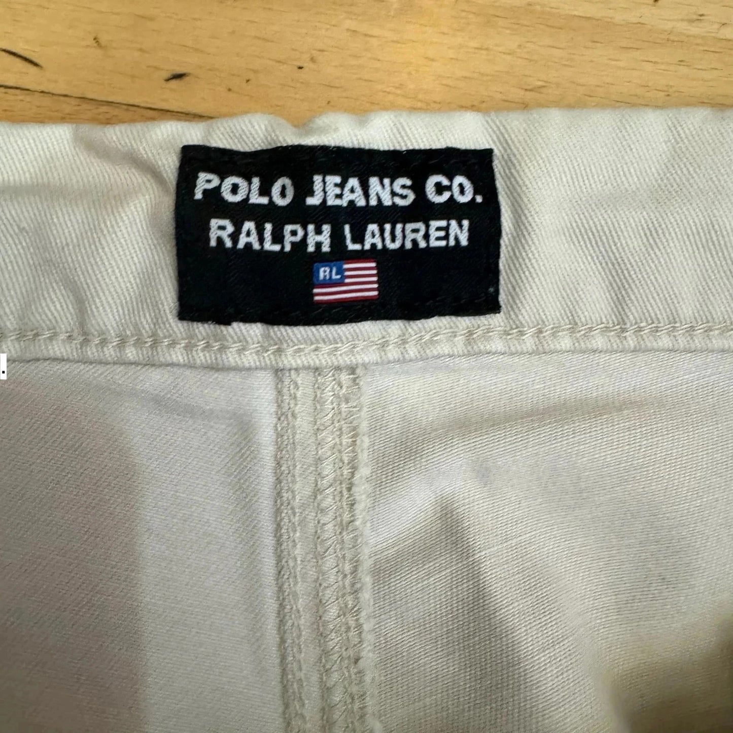 Vintage Cream Polo Jeans Ralph Lauren Cargo Trousers - Medium