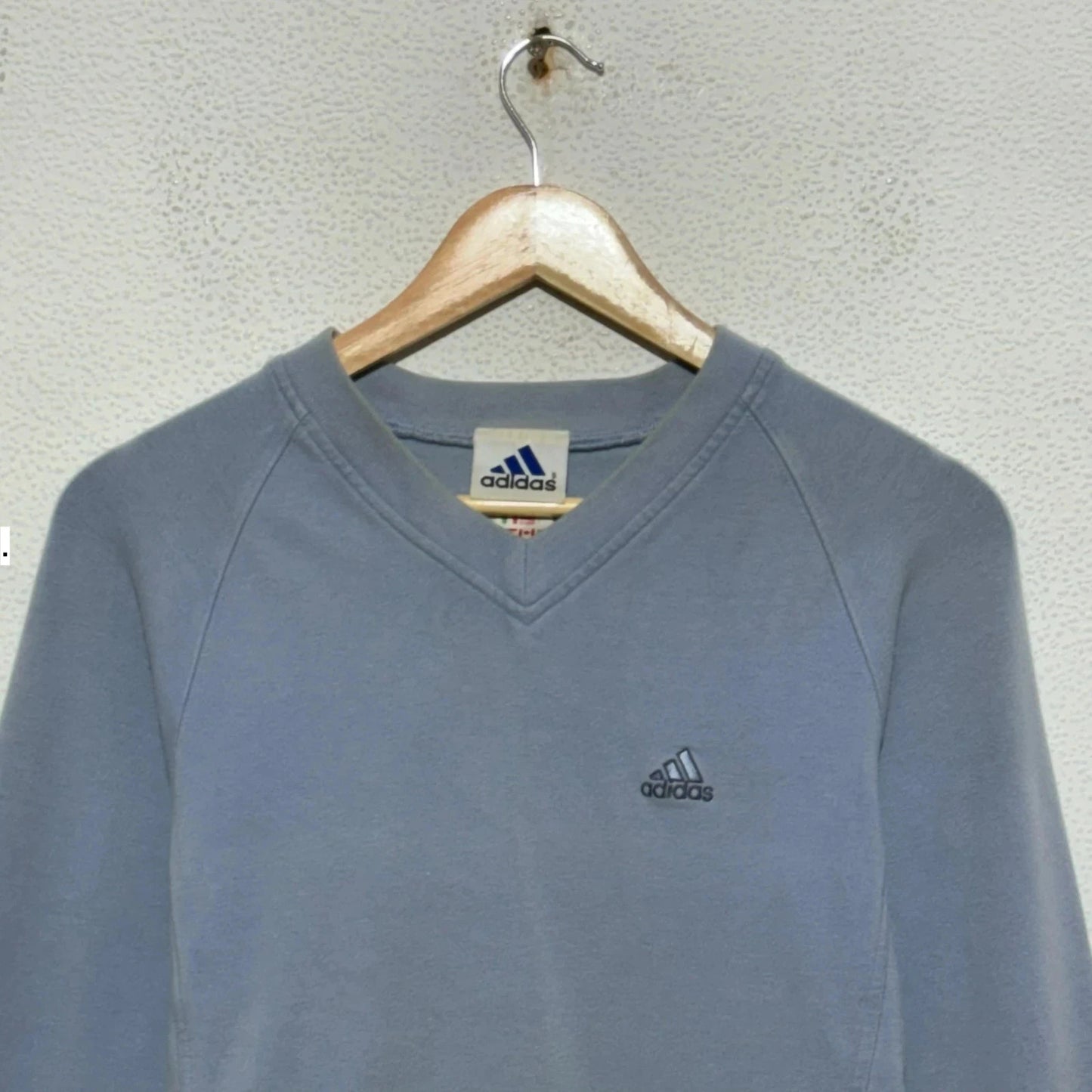 Vintage 00s Baby Blue Adidas Sweatshirt V Neck - Size 8