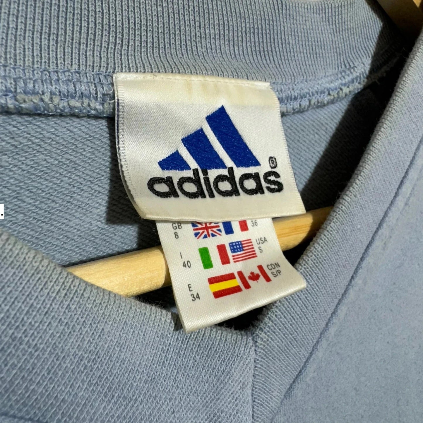Vintage 00s Baby Blue Adidas Sweatshirt V Neck - Size 8