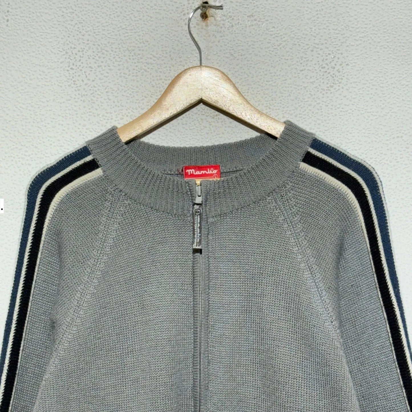 Vintage 00s Grey Mambo Knitted Jumper Full Zip - Large