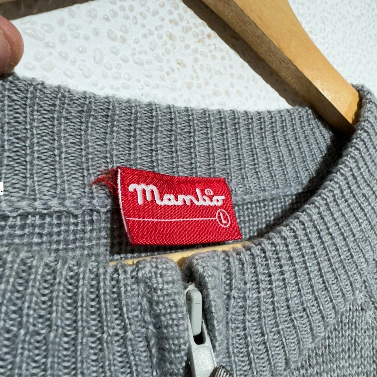 Vintage 00s Grey Mambo Knitted Jumper Full Zip - Large