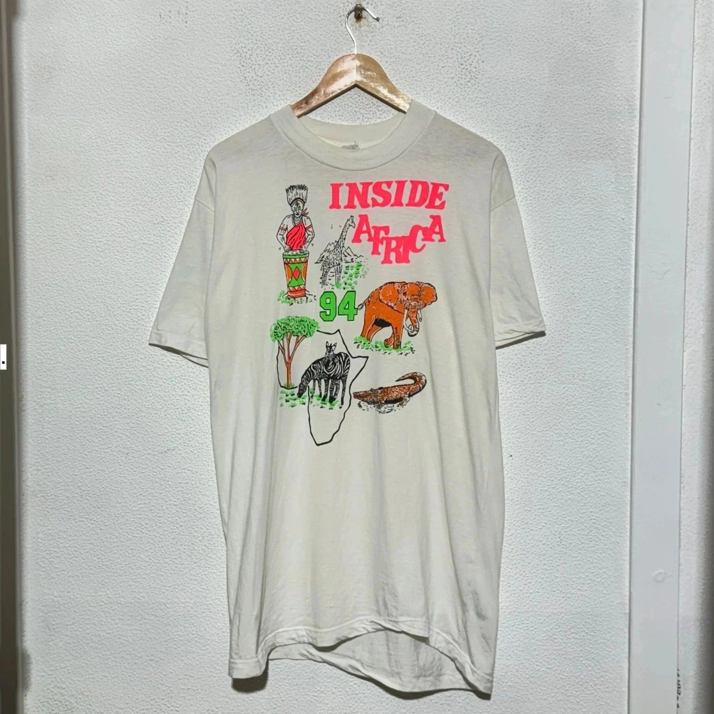 Vintage 1994 White Inside Africa Graphic T Shirt - Small