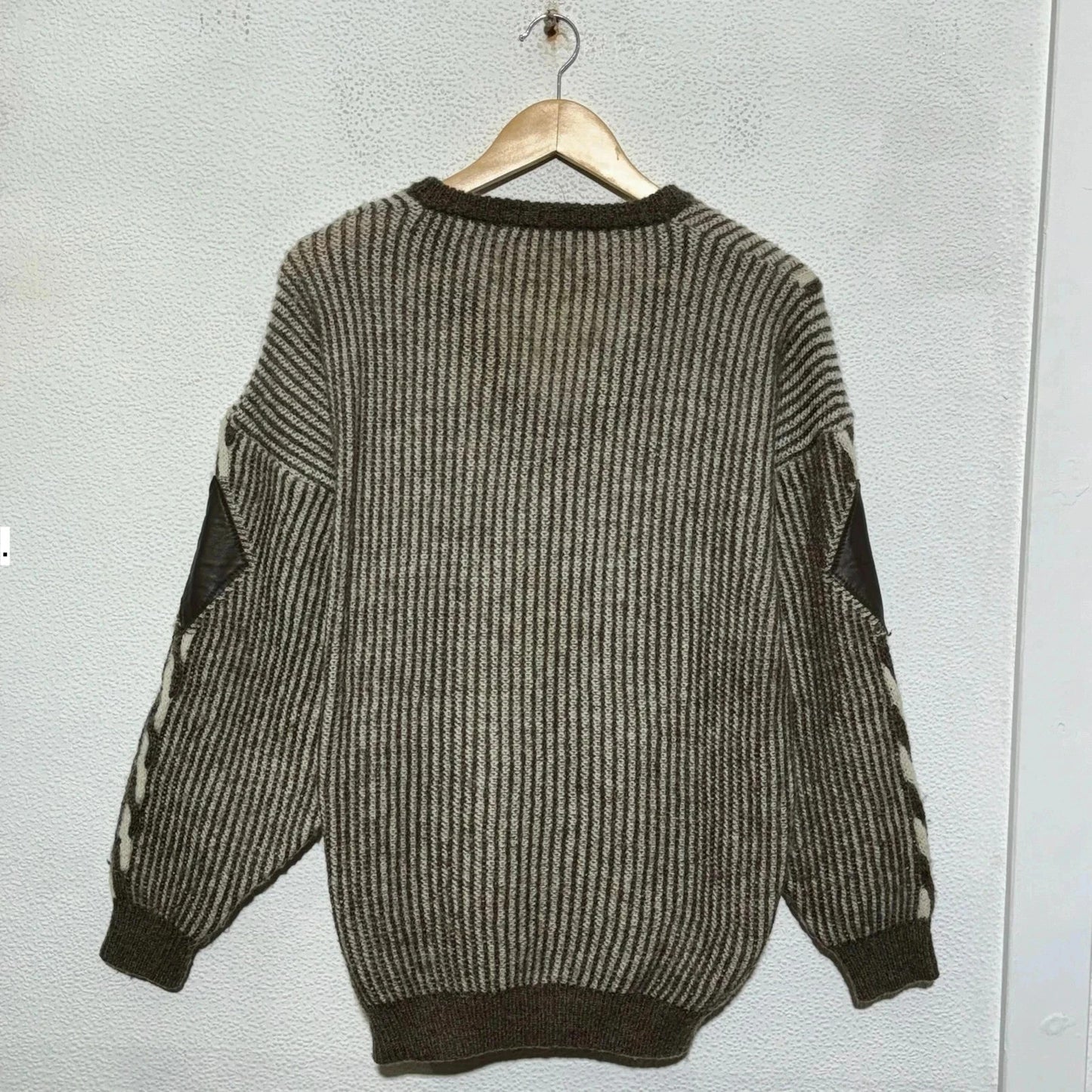 Vintage Brown Patterned St Michael Knitted Jumper - Small