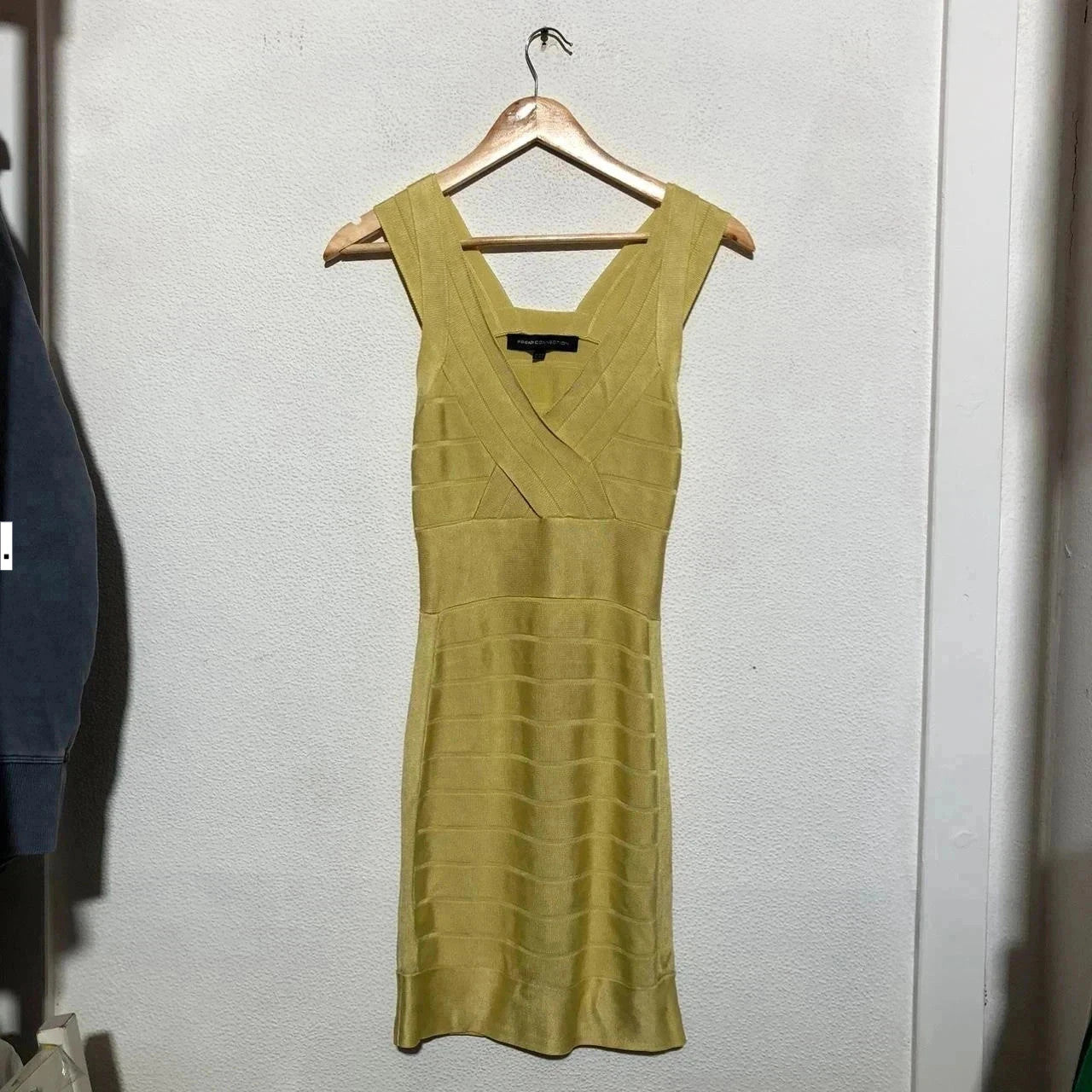 Yellow French Connection Pencil Dress - UK8