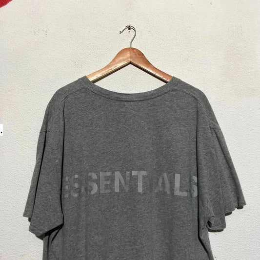 Grey Fear of God Essentials T Shirt Reflective Print - Large
