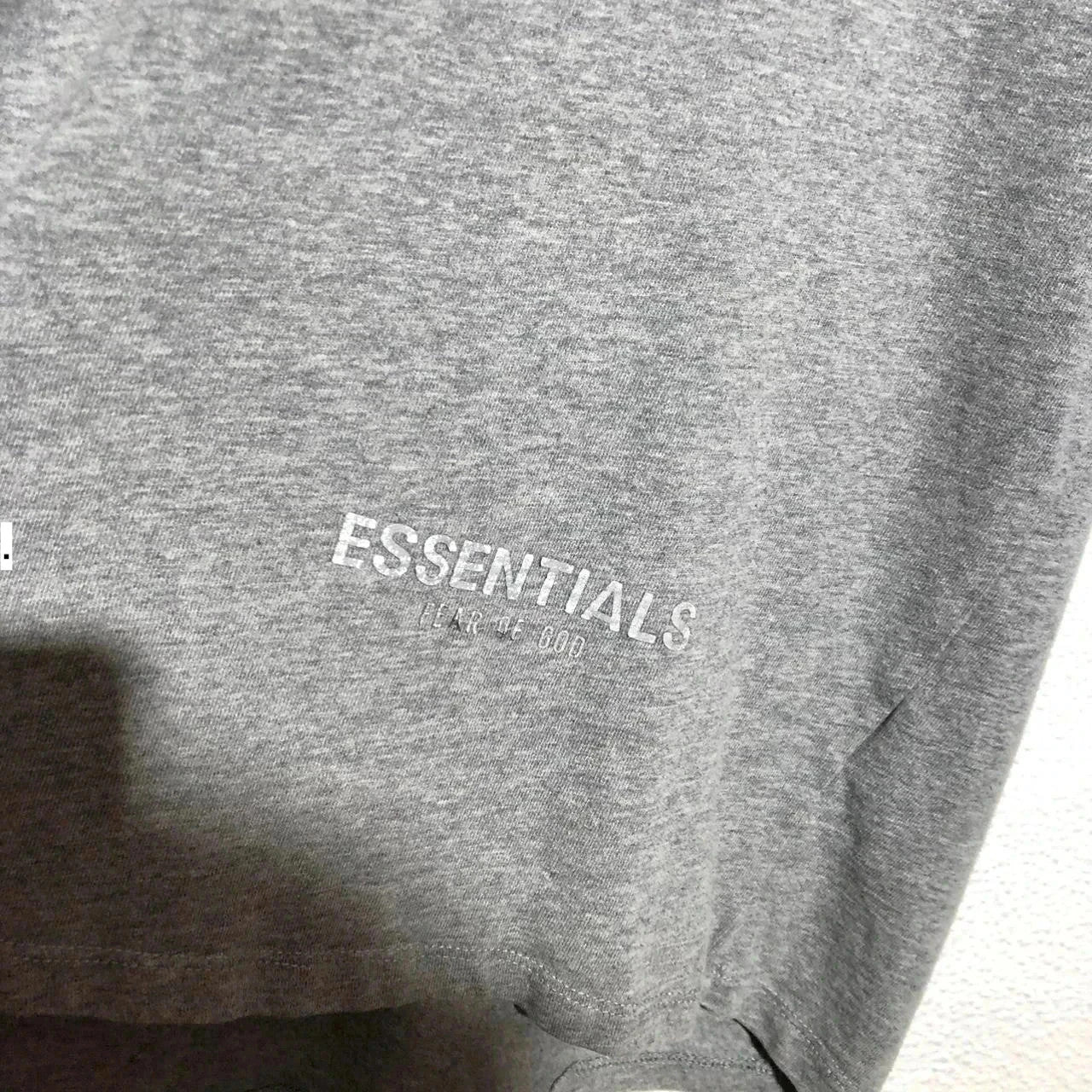 Grey Fear of God Essentials T Shirt Reflective Print - Large