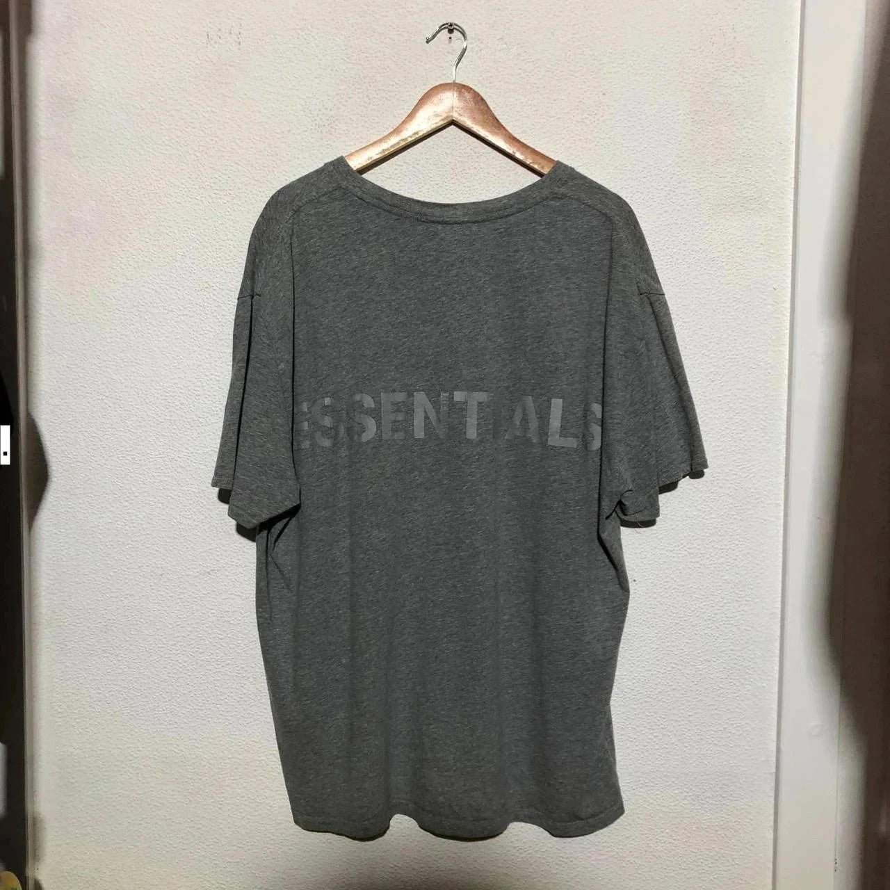 Grey Fear of God Essentials T Shirt Reflective Print - Large