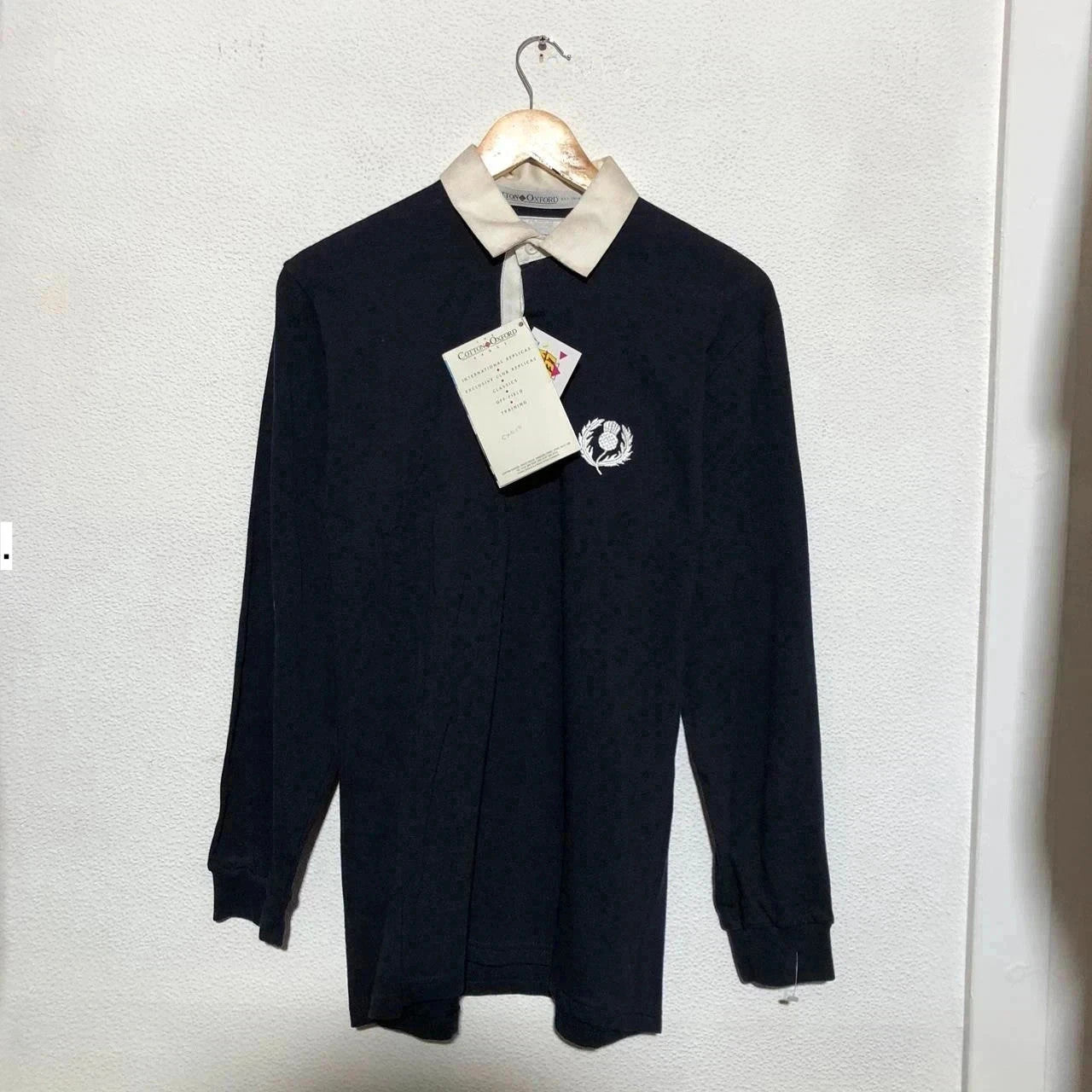 Deadstock Vintage 90s Scotland Rugby Shirt Cotton Oxford - Small
