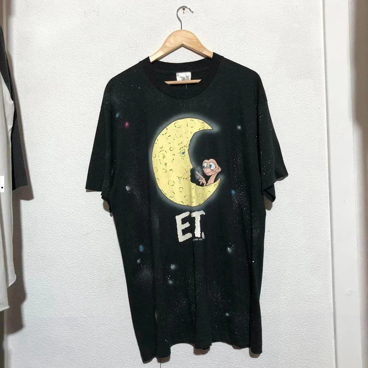 Vintage Black 1982 ET Movie Promo T Shirt All Over Print - XL