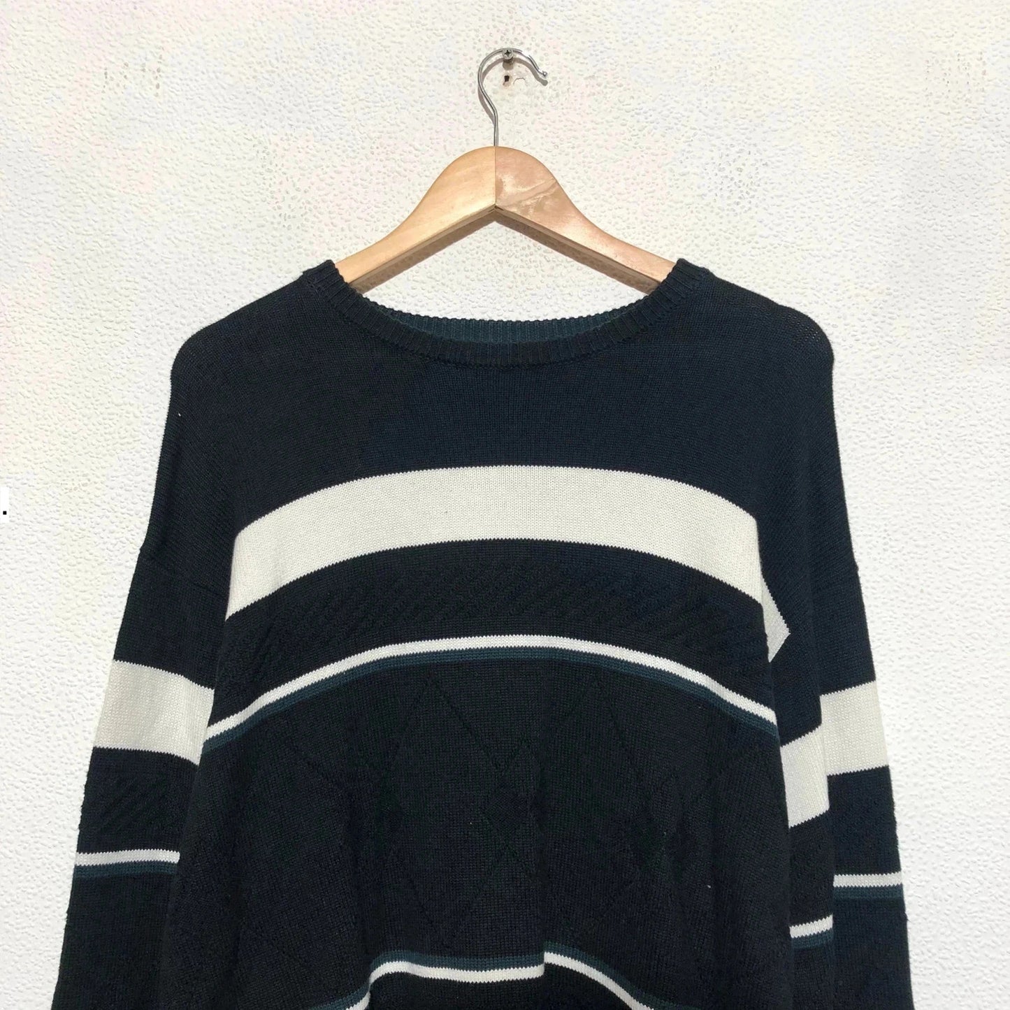 Black Striped Yardsale Knitted Jumper - Large