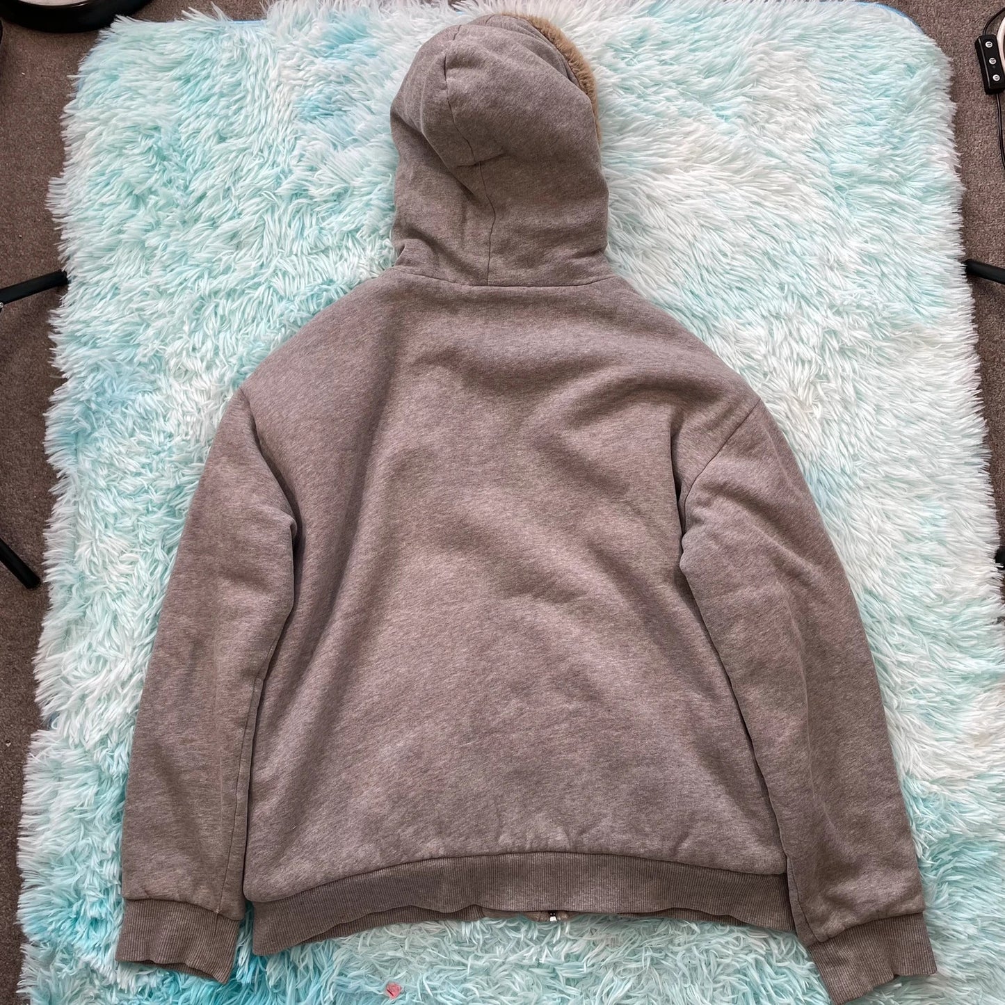 Grey Armani Exchange Fleeced Hoodie Full Zip - Large