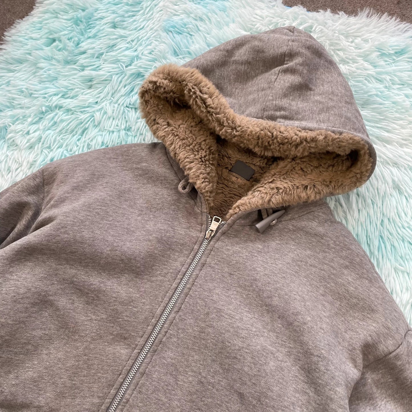 Grey Armani Exchange Fleeced Hoodie Full Zip - Large