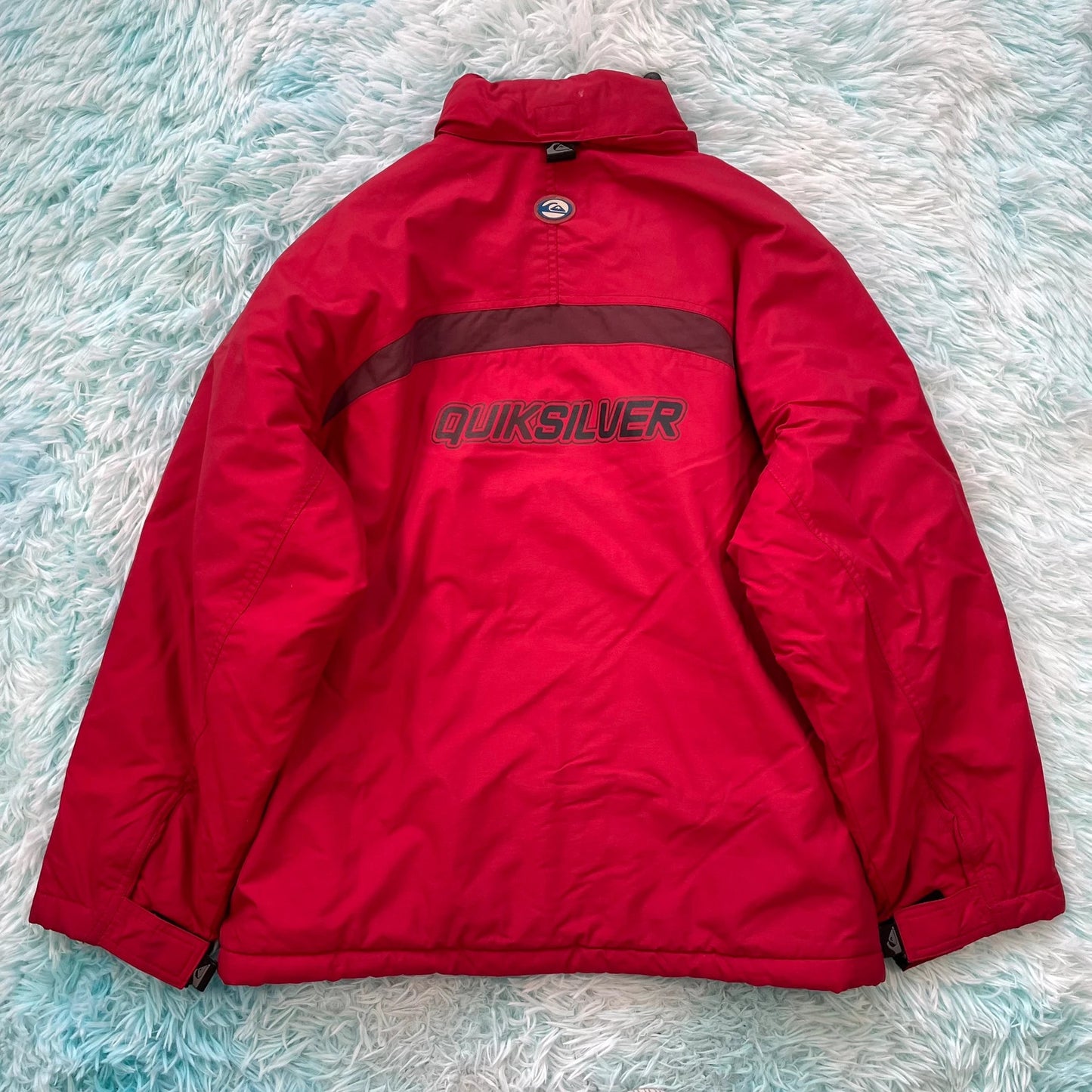 Vintage 00s Red Quiksilver Fleece Jacket Spellout - Size 14