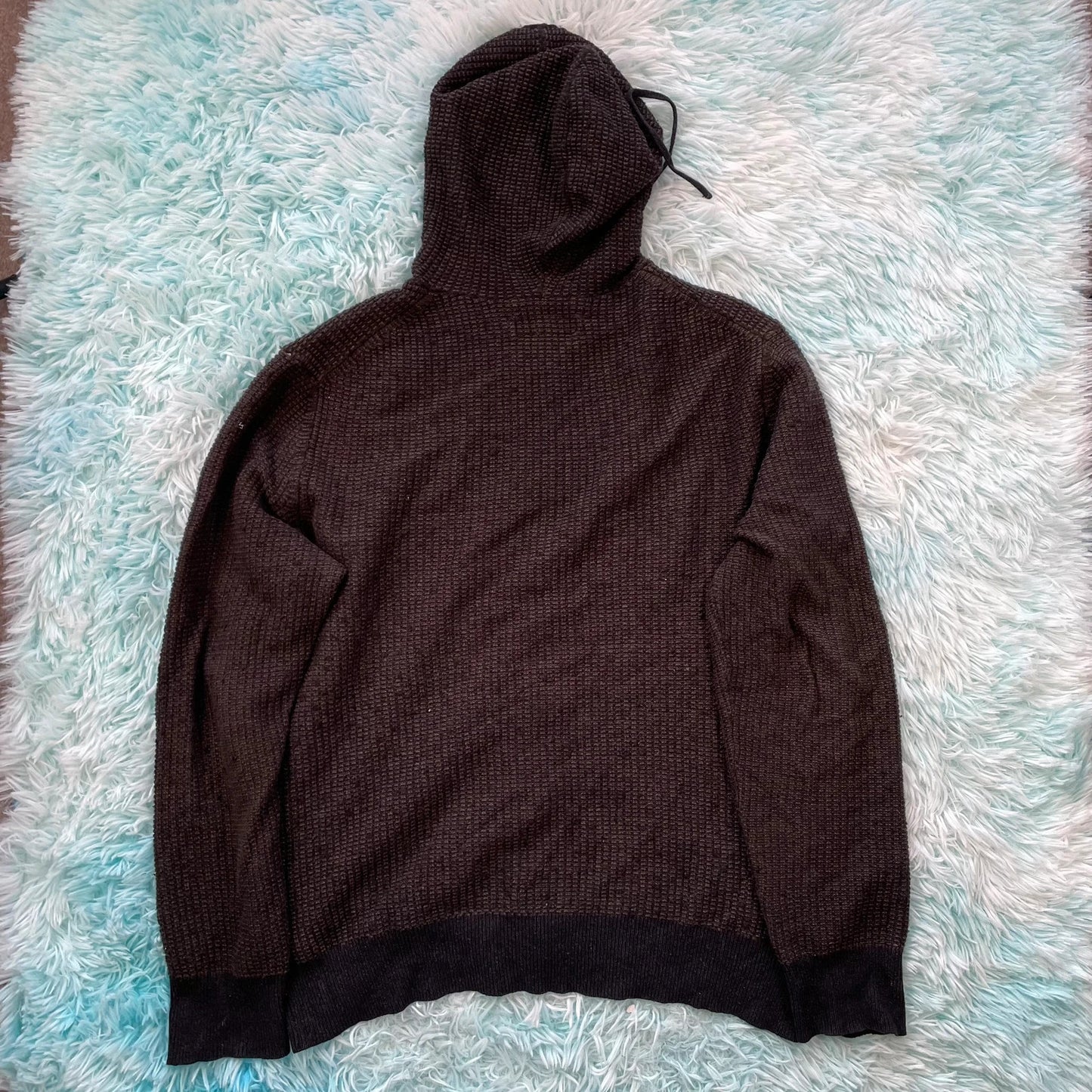 Dark Brown AllSaints Ribbed Knitted Hoodie Full Zip - Large