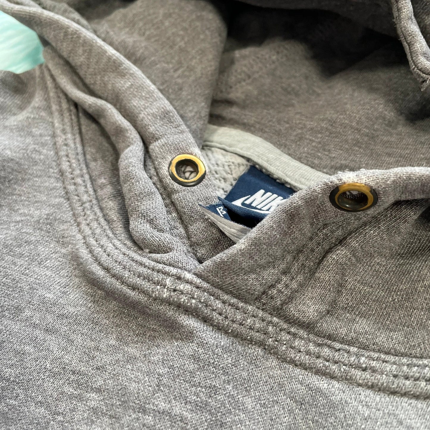 Vintage Grey Nike Plain Hoodie - Medium