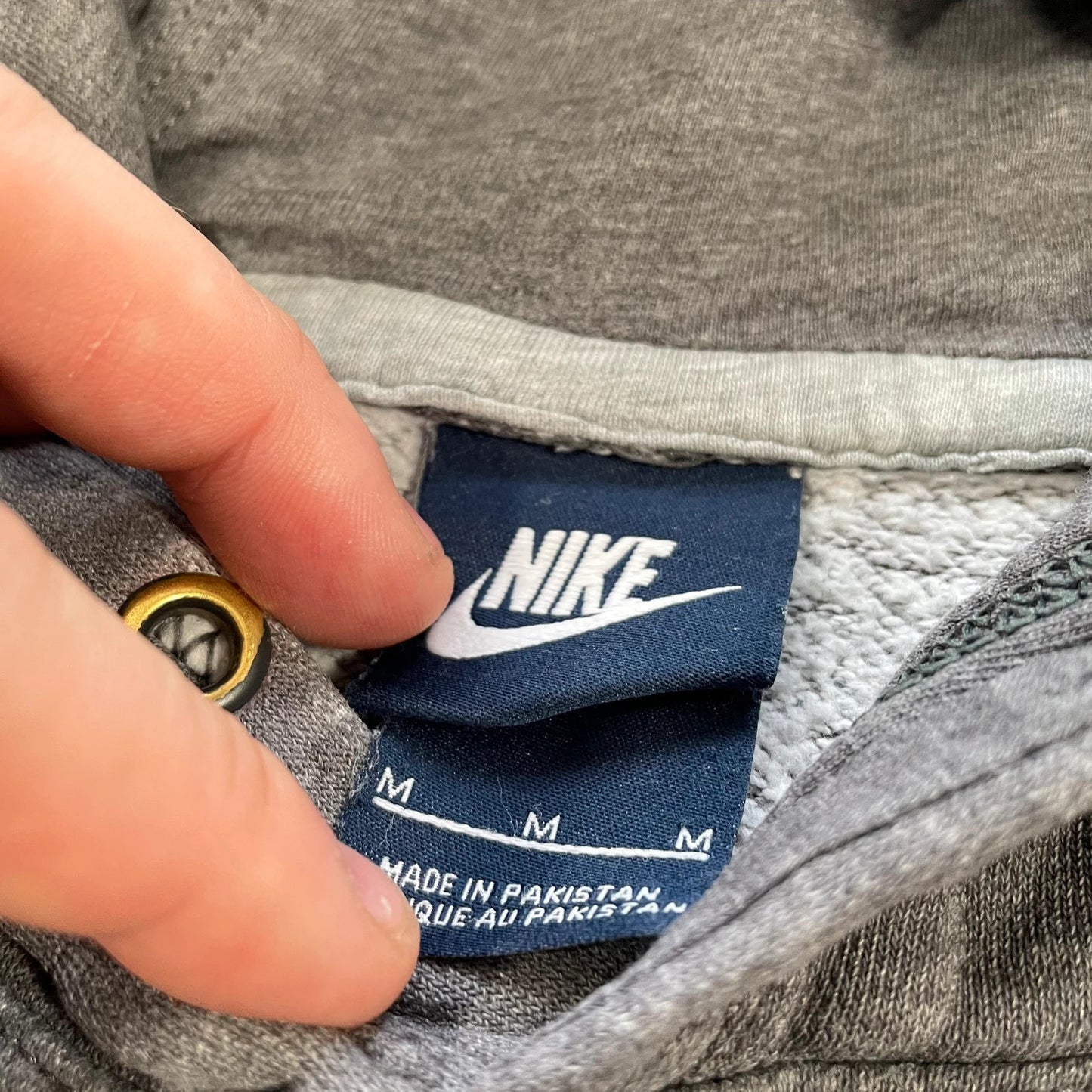 Vintage Grey Nike Plain Hoodie - Medium