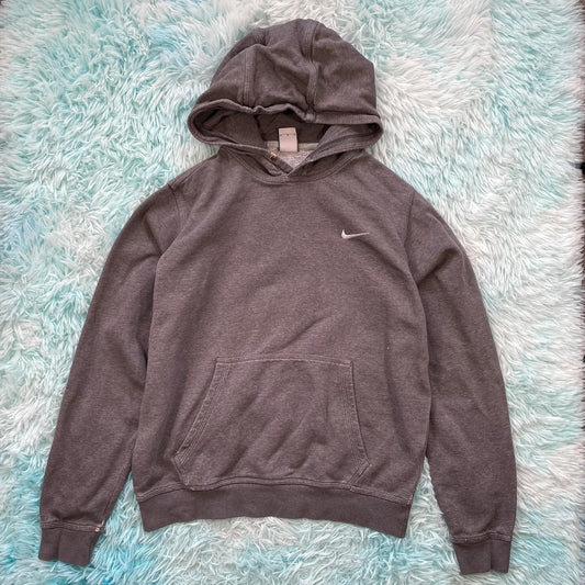 Vintage Grey Nike Plain Hoodie - Medium