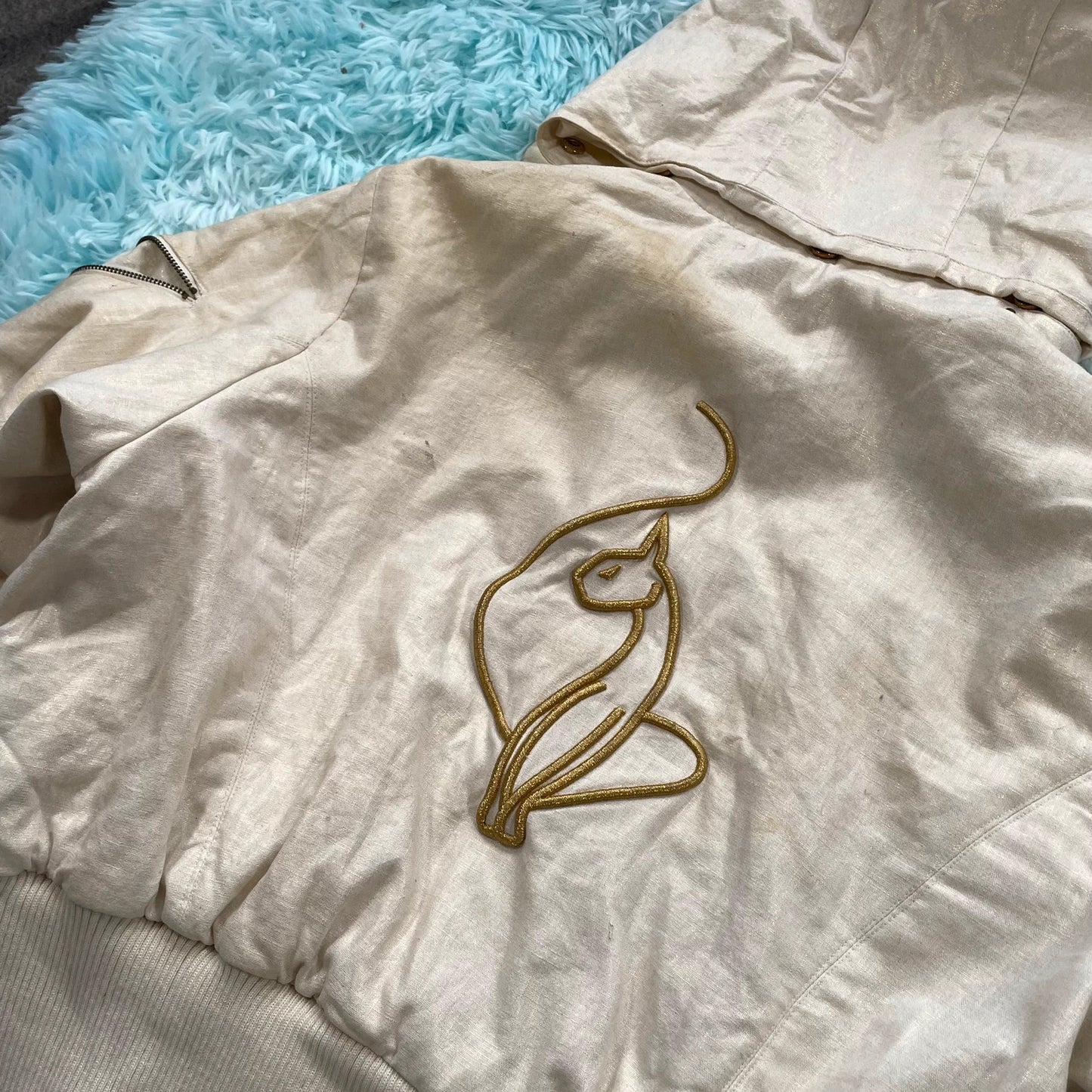Vintage Y2K Cream Baby Phat Puffer Jacket Hip Hop - XXL