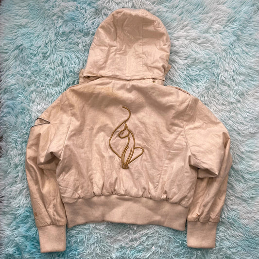 Vintage Y2K Cream Baby Phat Puffer Jacket Hip Hop - XXL