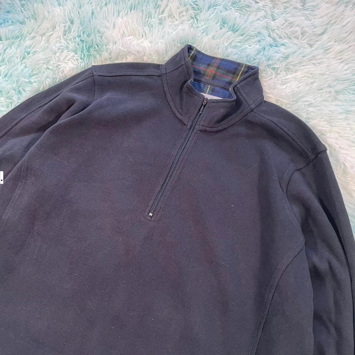 Navy Orvis 1/4 Zip Sweatshirt Plain - XL