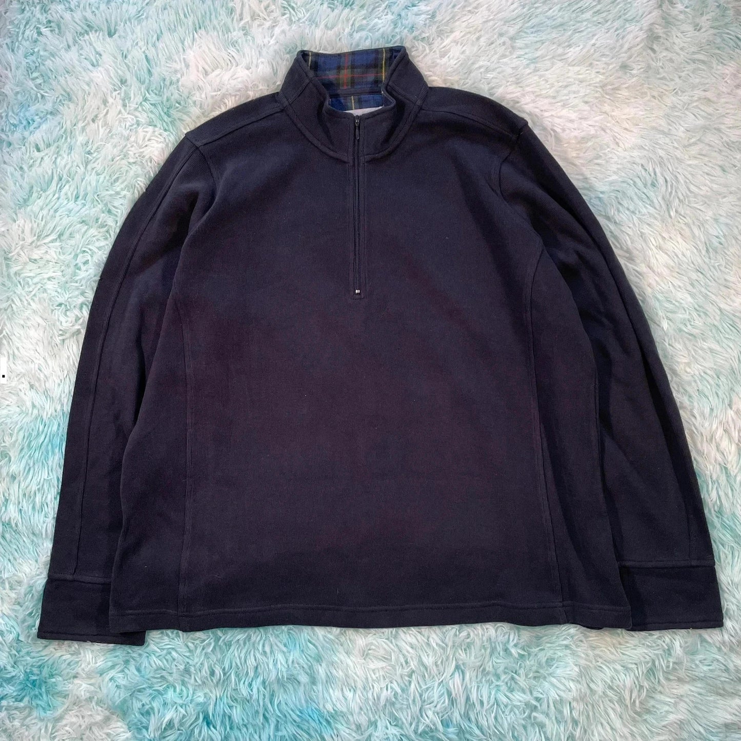 Navy Orvis 1/4 Zip Sweatshirt Plain - XL