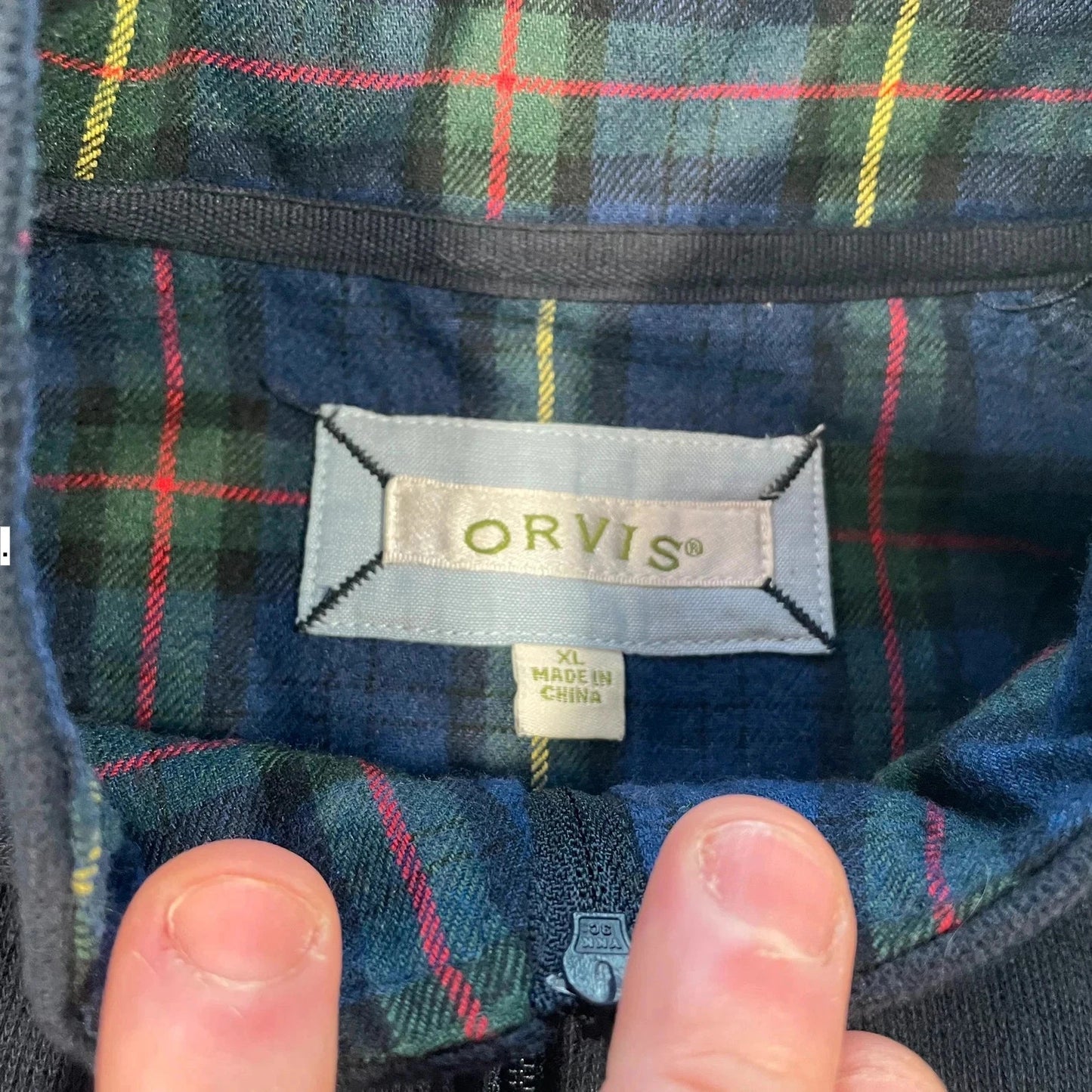 Navy Orvis 1/4 Zip Sweatshirt Plain - XL