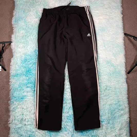 Vintage Black Adidas Tracksuit Bottoms - Large