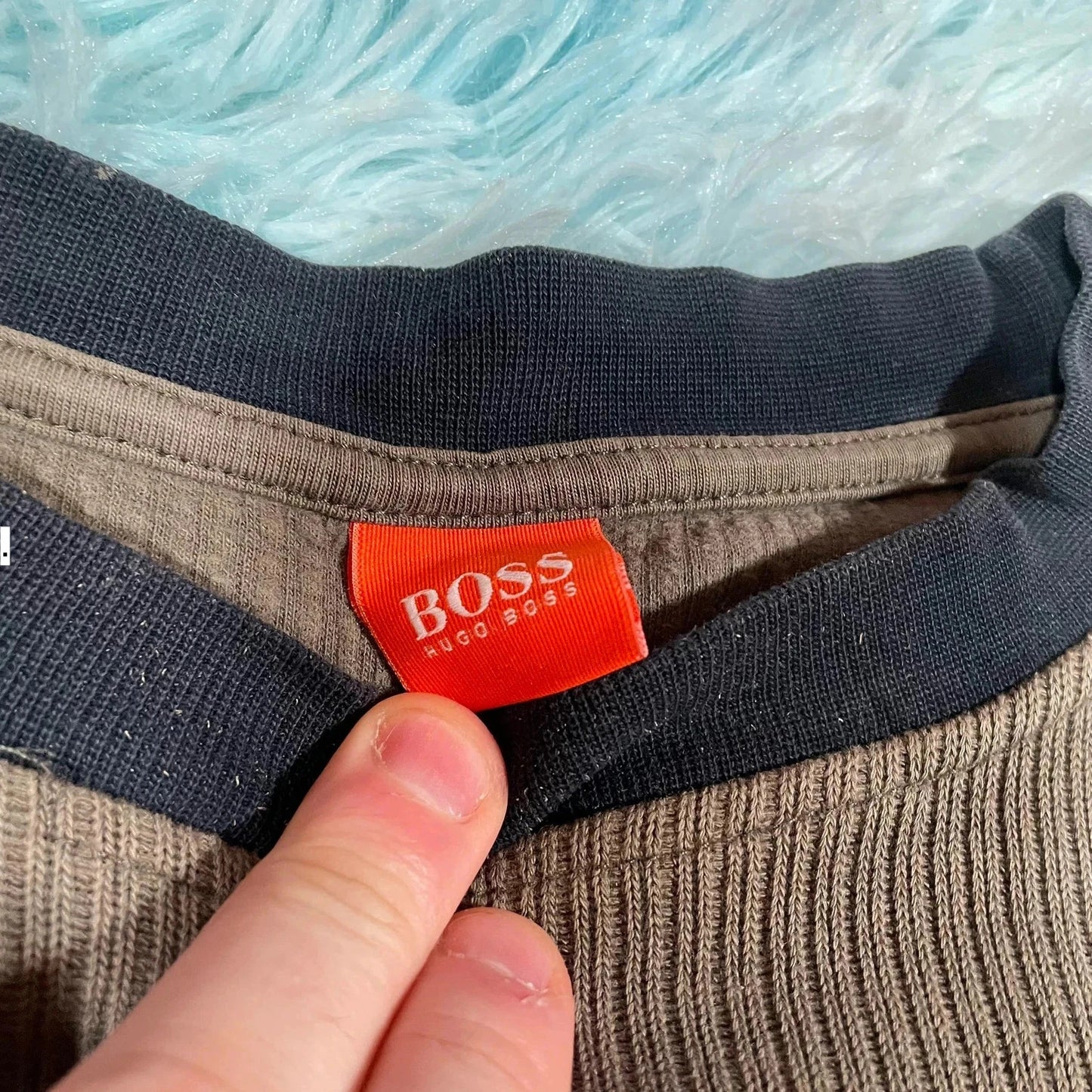 Vintage 00s Brown Hugo Boss Sweatshirt Spellout - Medium