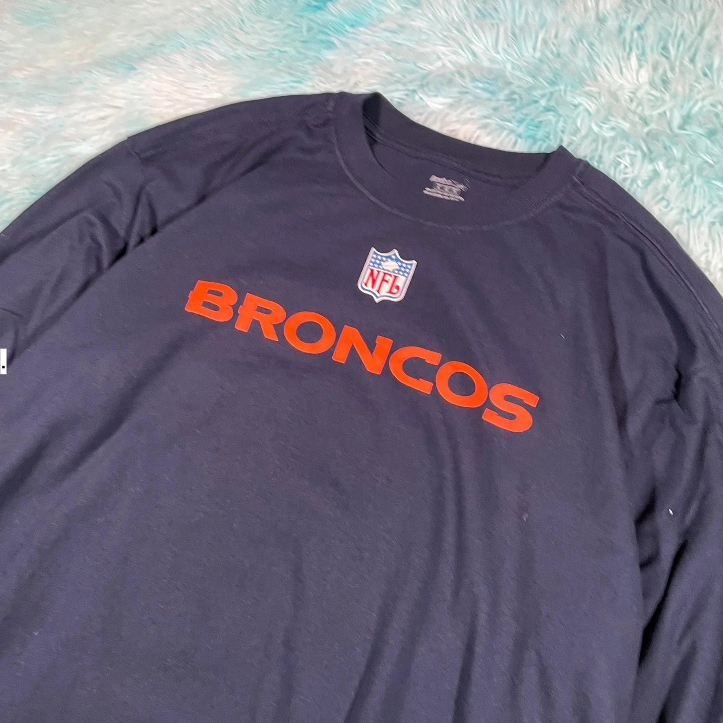 Navy Denver Broncos Graphic T Shirt Long Sleeve - XL