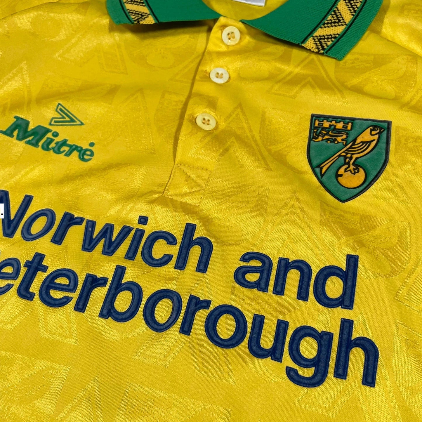 Vintage 1994-96 Norwich Shirt Mitre Football Kit - Large