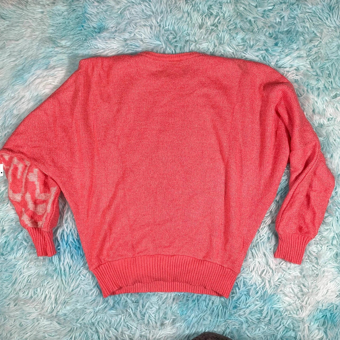 Vintage 80s Pink Patterned Knitted Jumper - Size 12